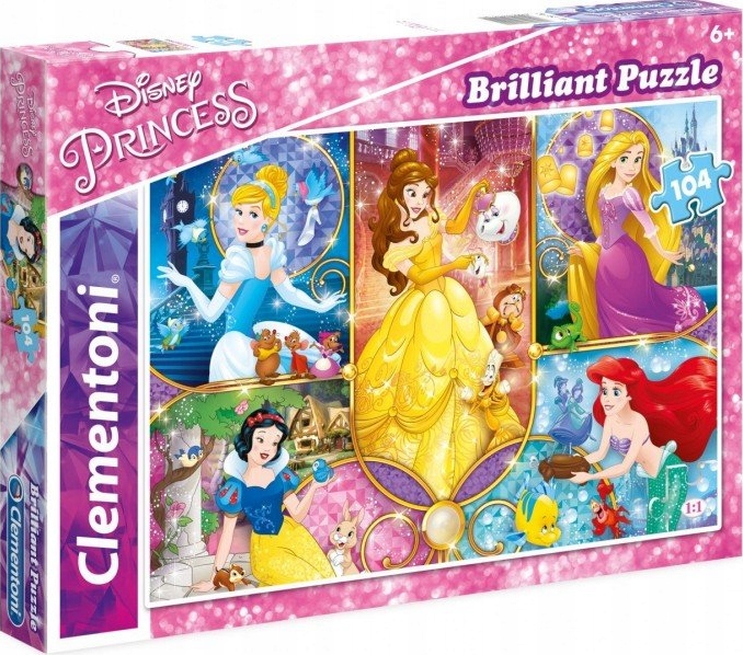 

Puzzle Błyszczące 104 El Księżniczki Clementoni
