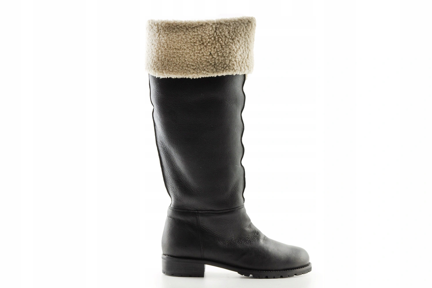 Dámské kožené kozačky Joop kožené vysoké černé s kožešinou, velikost 40