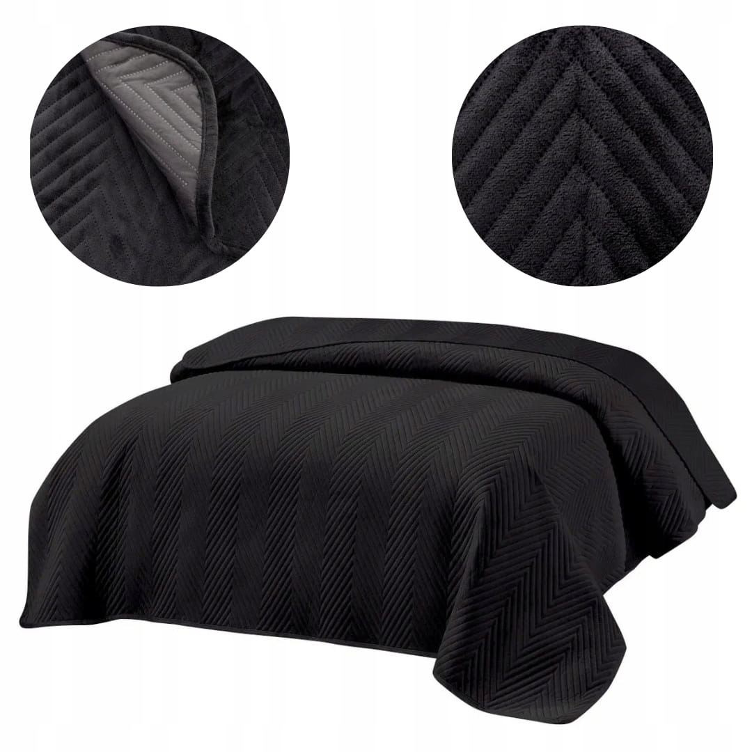Přehoz 200x220 lisovaný velurový Dekorativní Elegantní černý