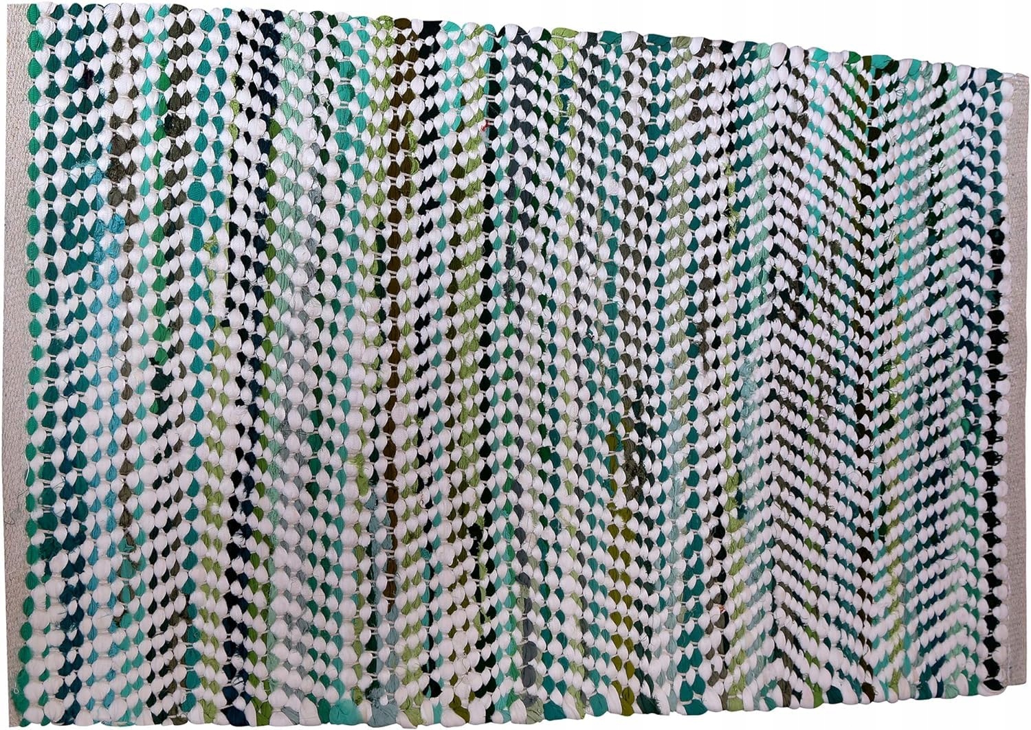 Koberec obdélníkový z přírodní juty, ručně tkaný, 60 x 90 cm, bílo zelený