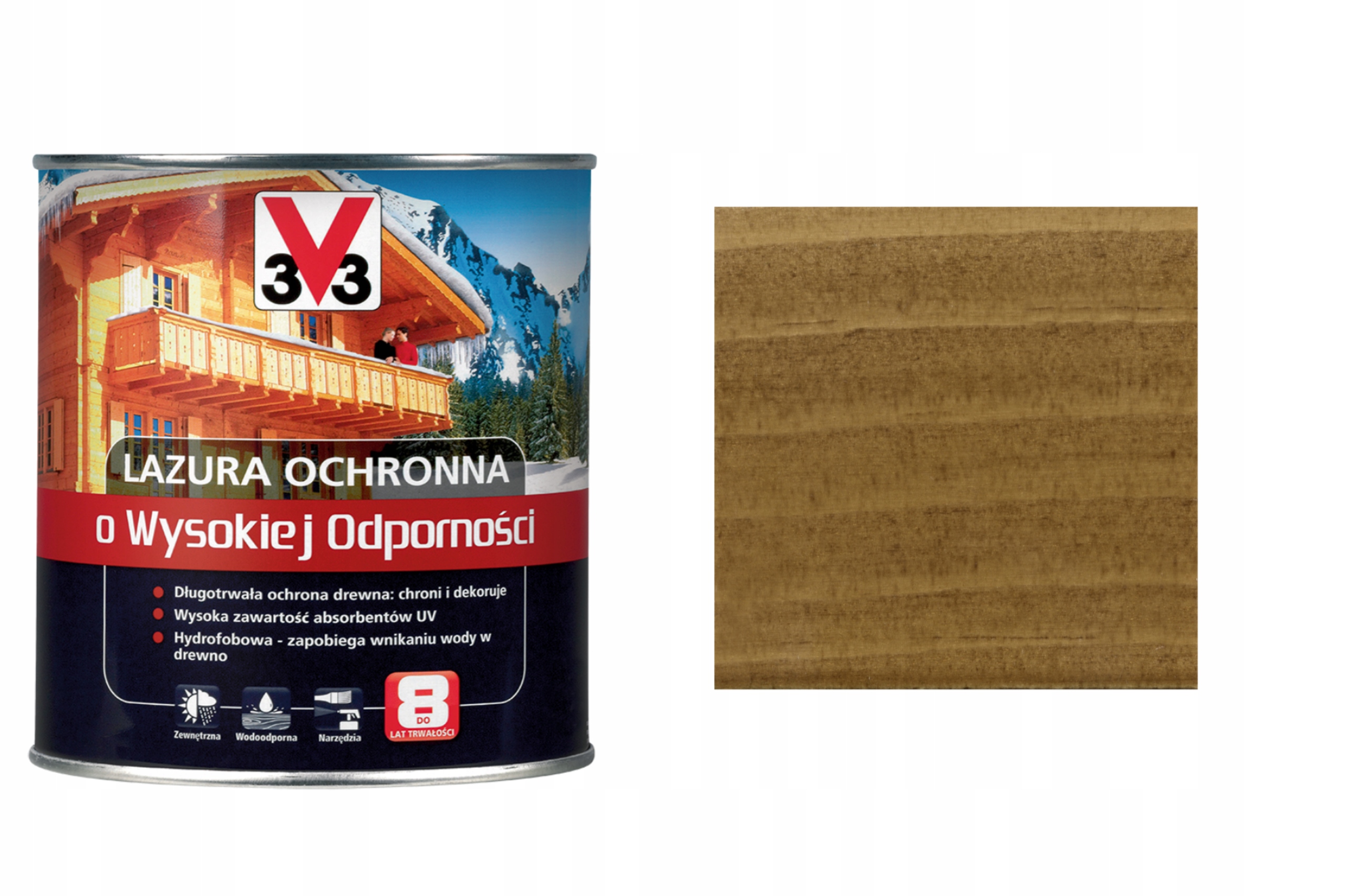 

V33 Lazura o Wysokiej Odporności Dąb Średni 0,75L