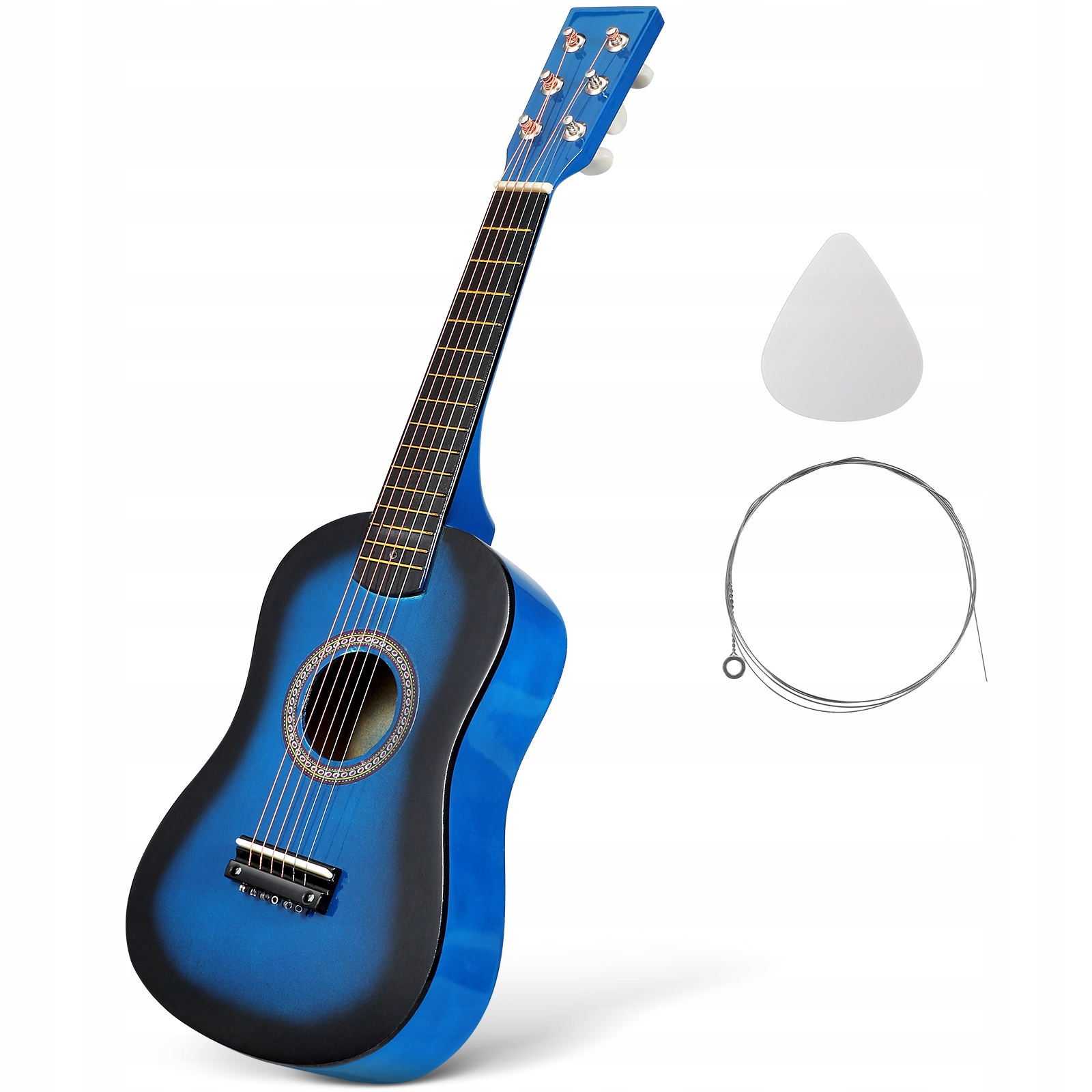 DREWNIANA NIEBIESKA GITARA AKUSTYCZNA DLA DZIECI