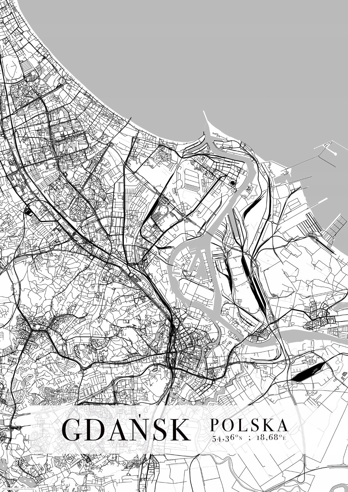 

Gdańsk Mapa Miasta plakat A2 42x59,4 cm