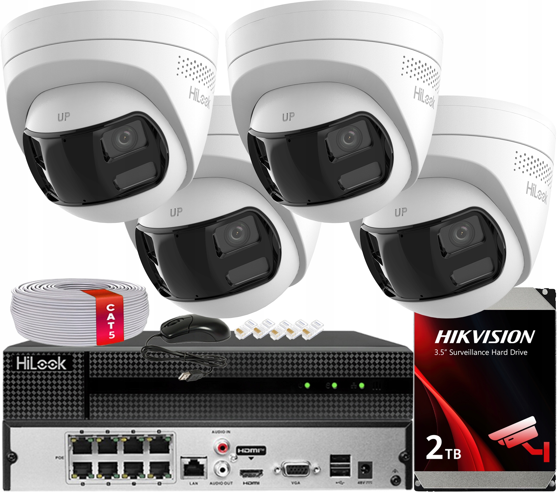 Sada pro monitorování 180° 4x Ip kamera Panorama 8Mpx HiLook od společnosti Hikvision