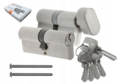 Sada Vložek Niklová Vložka 45/30 G45/30 S Knoflíkem Na Dveře 5 Klíčů