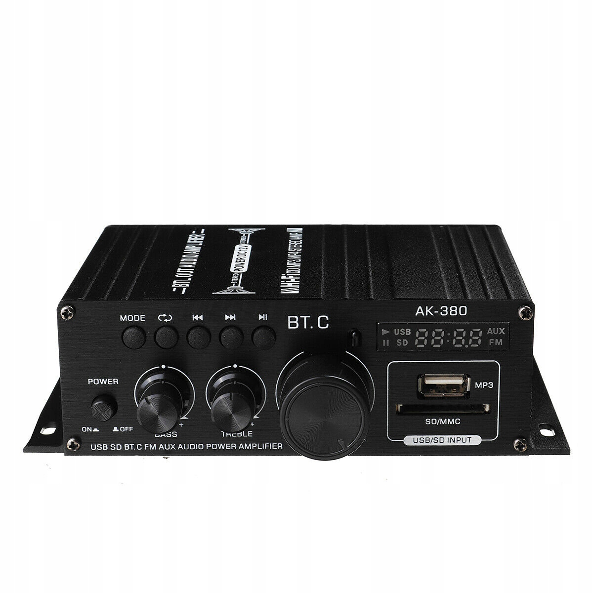 STEREO AUDIO 2-KANAŁOWY WZMACNIACZ, Z REGULATOREM BASÓW I WYSOKOŚCI Stan opakowania oryginalne