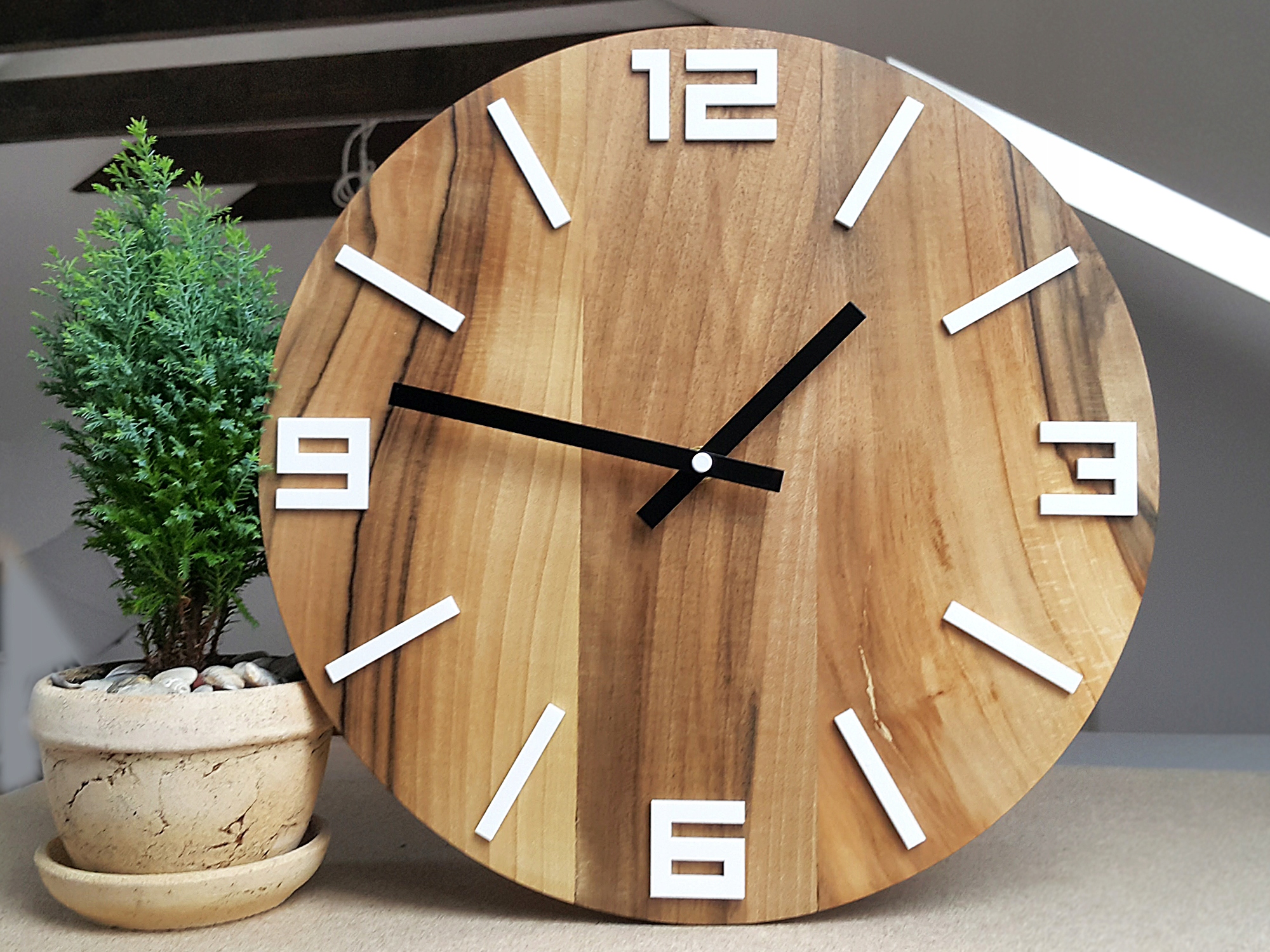 Zegar ścienny ORZECH ARABIC BIAŁY