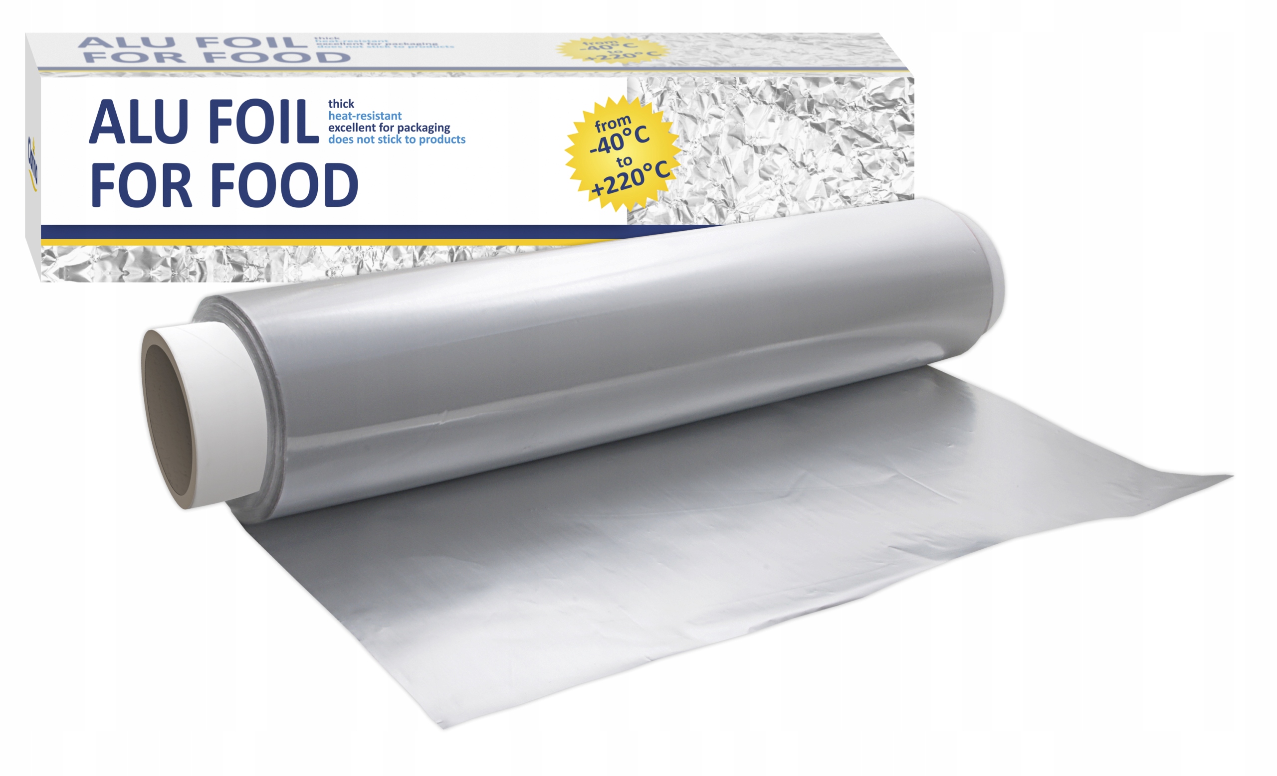 Folia Aluminiowa Gastronomiczna Extra Gruba 1 Kg w kartoniku z nożykiem
