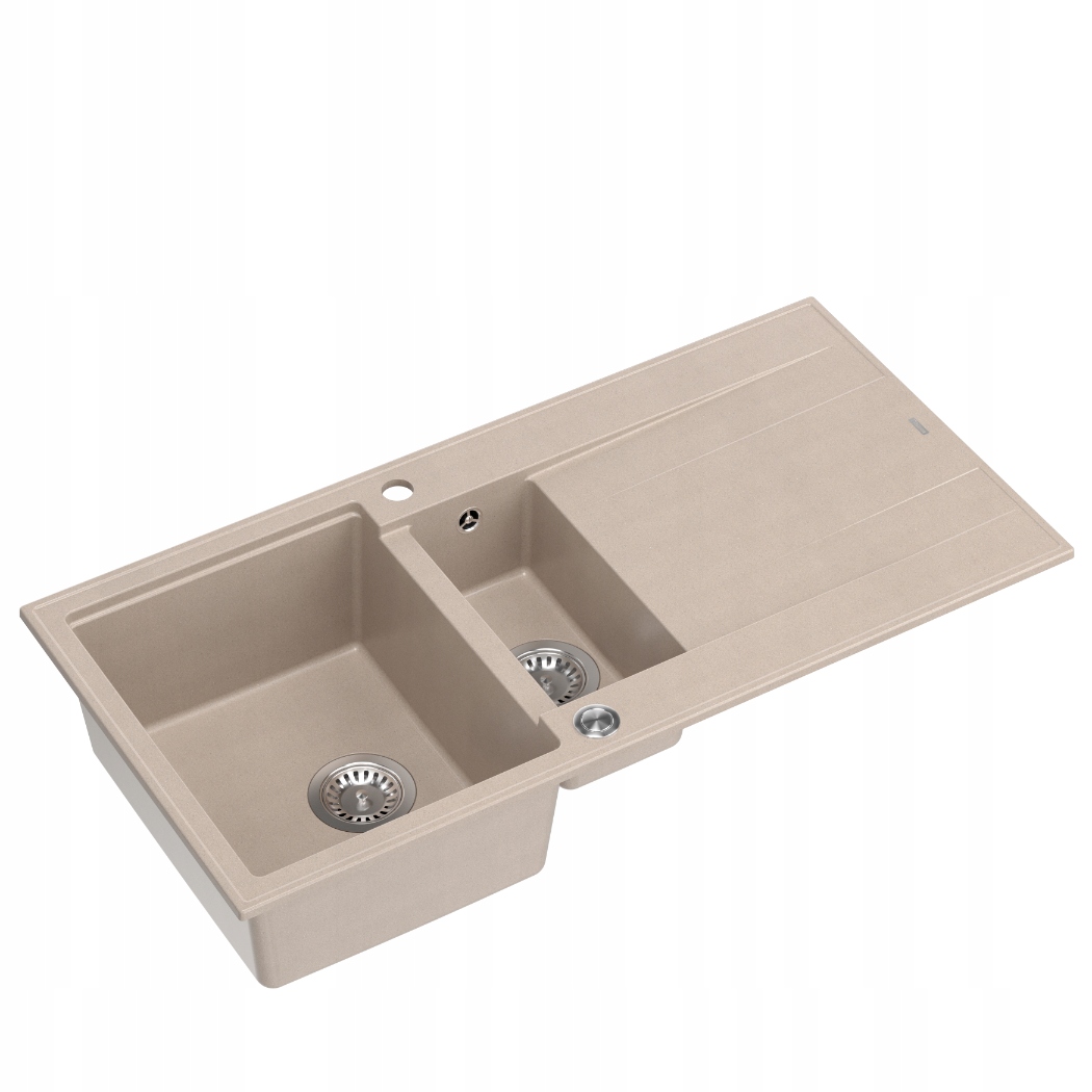 Quadron Evan 156 Drez 1,5-komorový 100x50x21 cm Béžový Syfon Oceľ