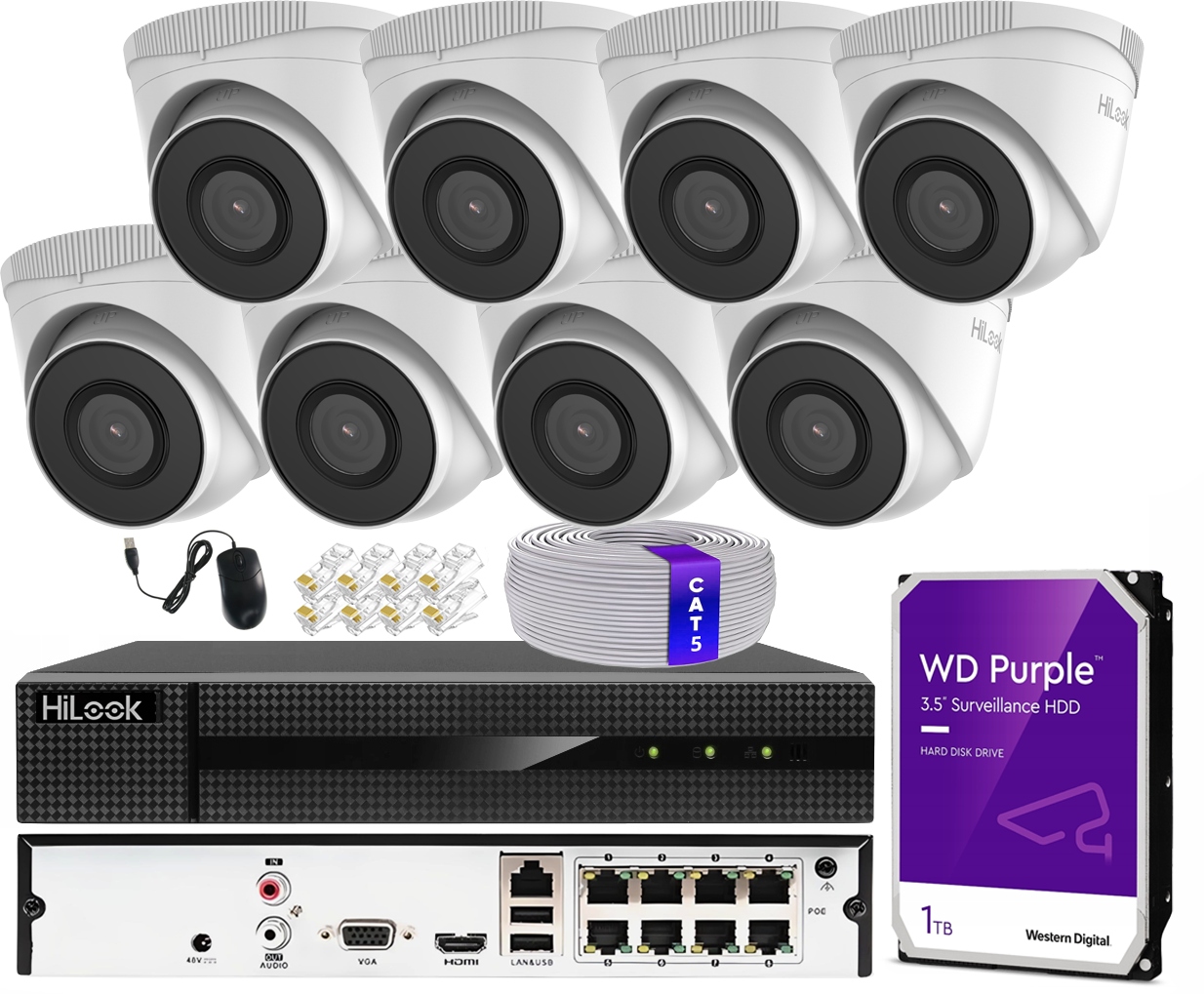 Sada pro monitorování HiLook od Hikvision T5 8x PoE Kit 5MPX