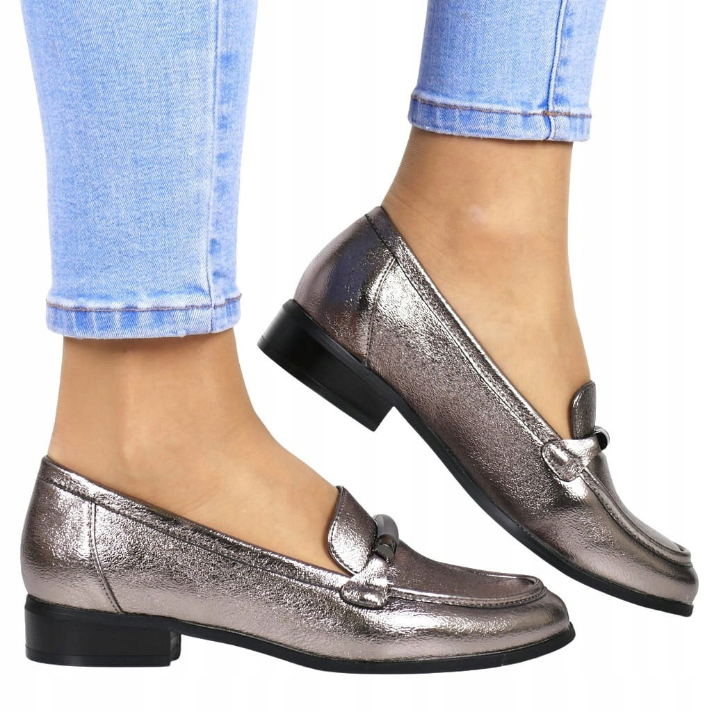 DAMSKIE MOKASYNY WSUWANE PÓŁBUTY NA PŁASKIEJ PODESZWIE BUTY PEWTER POTOCKI Rozmiar 37