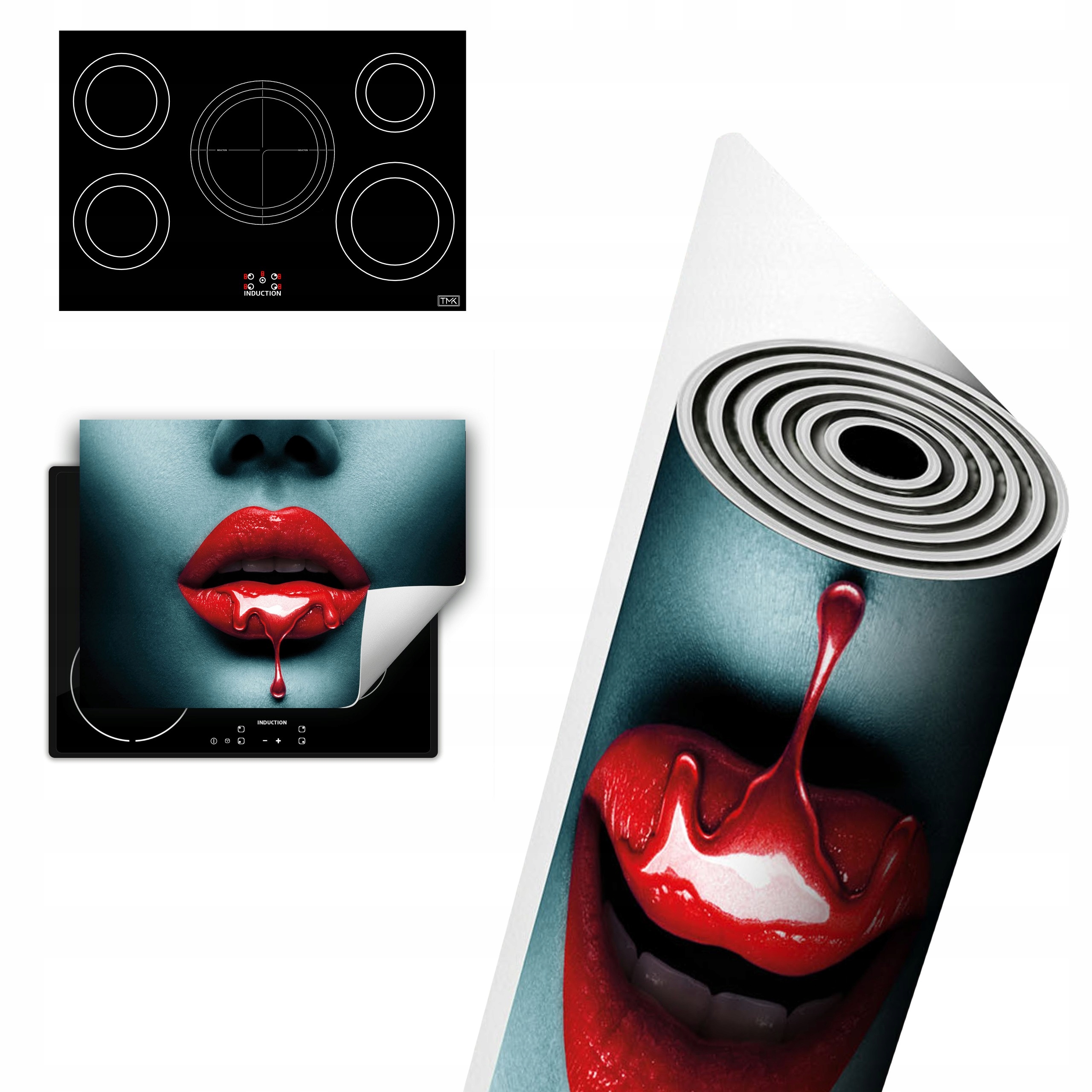 Vinylová Ochrana Na Indukci Desky 80x52 červená ústa
