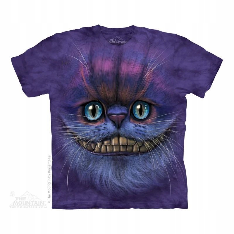 Pánské batikované triko The Mountain Big Face Cheshire Cat fialová XL