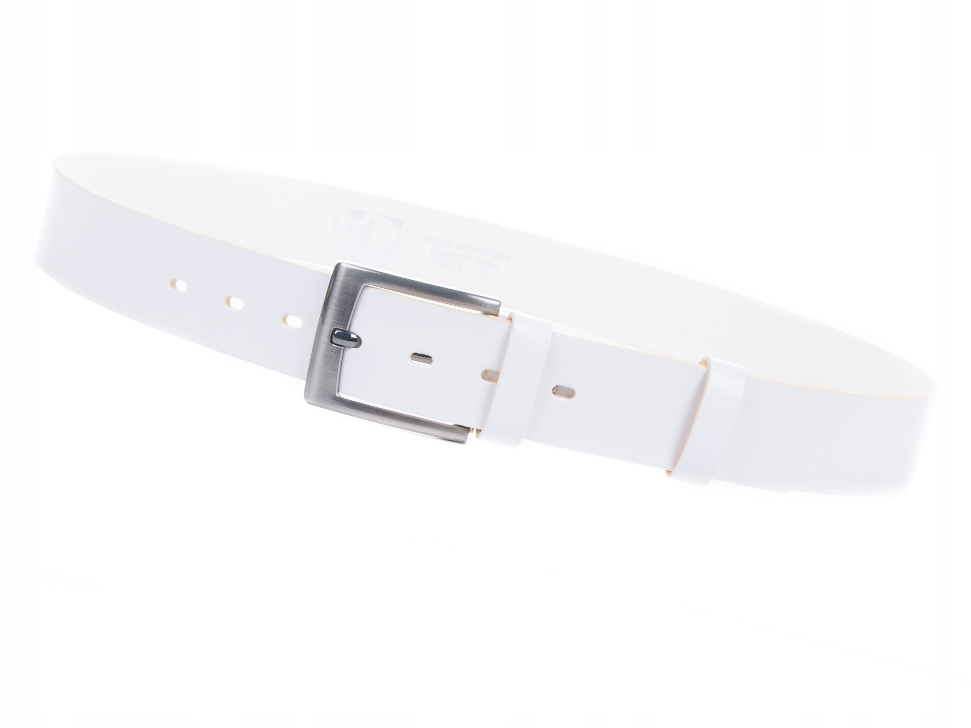 BIAŁY Pasek Męski do Spodni - SKÓRA Naturalna Marka inna