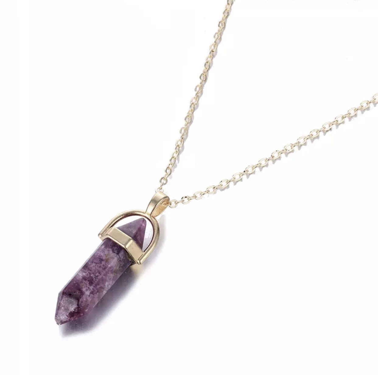

Naszyjnik amulet kamień łańcuszek złoty stal
