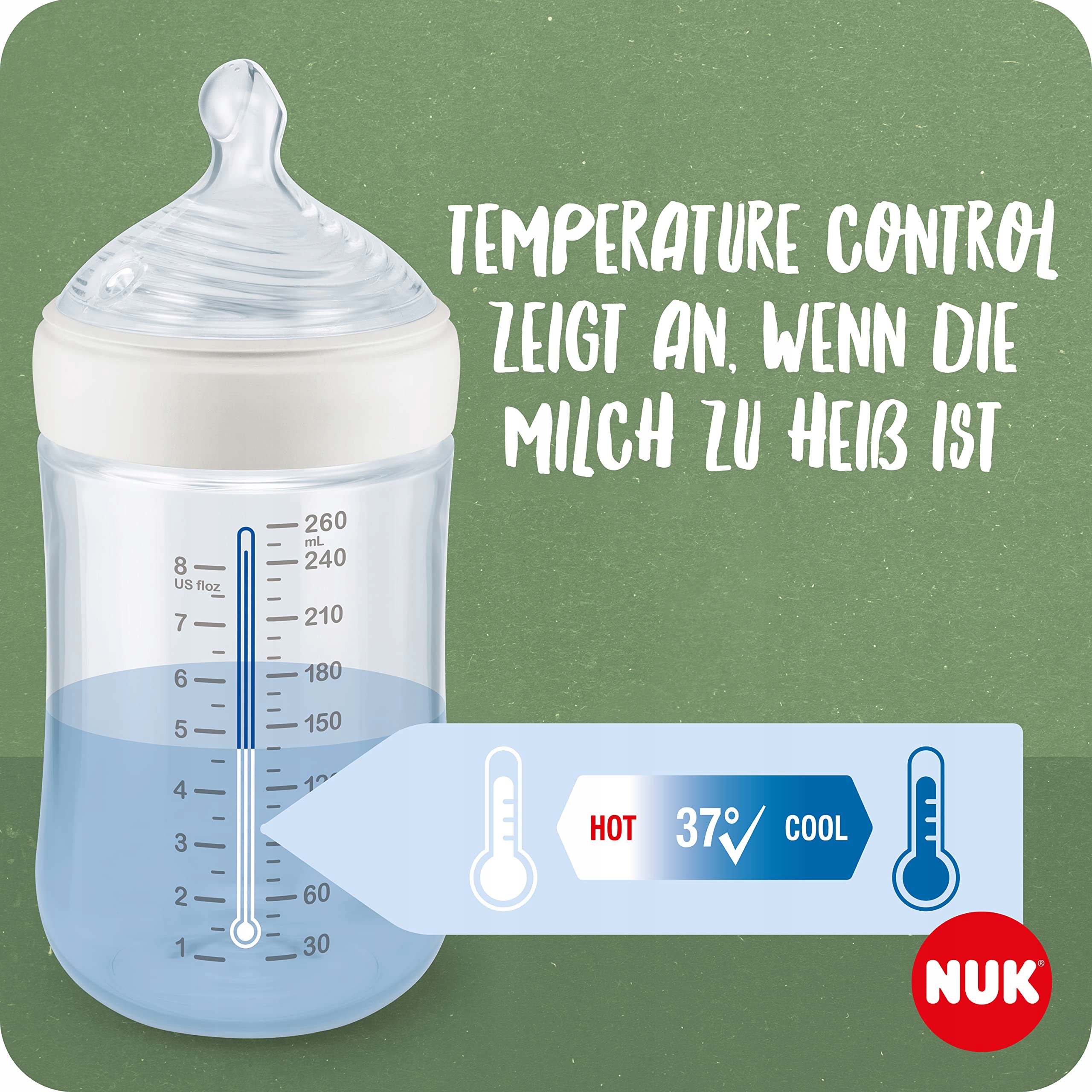 NUK Dla Natury Butelka Antykolkowa Silikonowa 260ml Zielona BPA Free — miniatura 5