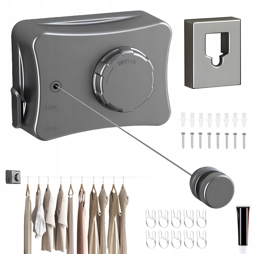 Levně Sušák provázkový na prádlo šňůra natahovací hliníková 5.1 m Roztahovatelná