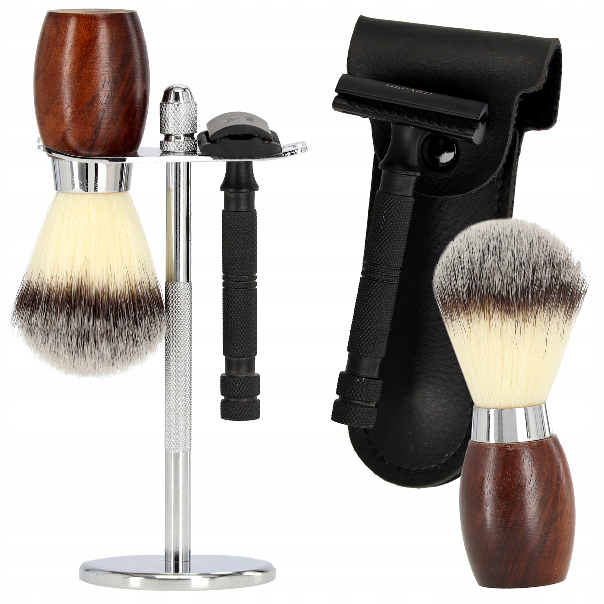 Sada na holení barberský holicí strojek na žiletky, stojan na pouzdro barber