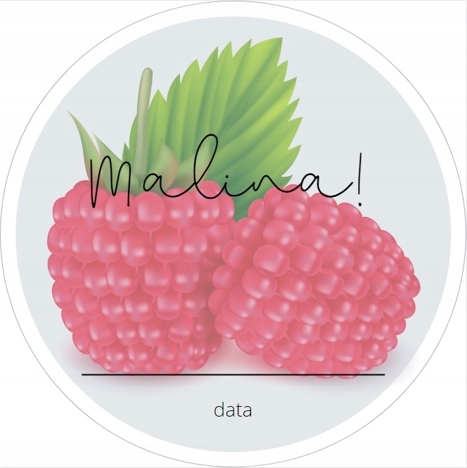 

Naklejki Przetwory Soki Dżemy Malina! BS1 5cm20SZT