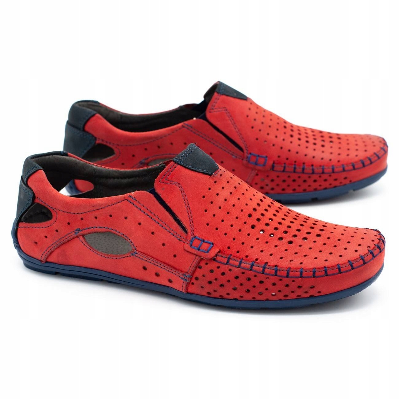 Buty męskie mokasyny skórzane 901 lato czerwone 43 Płeć mężczyzna