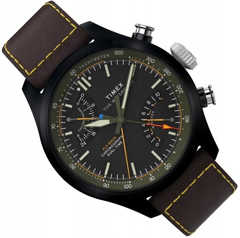 Pánské Hodinky Timex TW2Y70100 Stylový Pilot Fly Chrono Na Opasku 43 mm