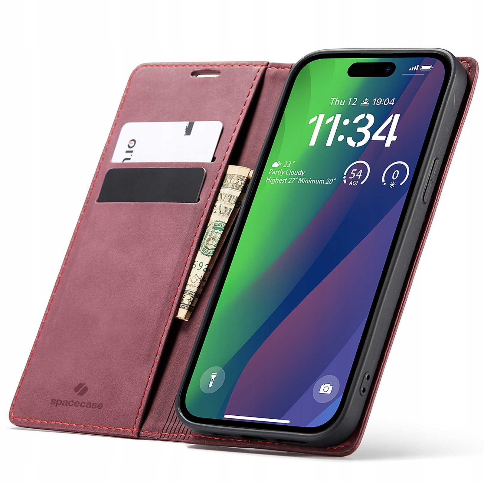 Spacecase Pouzdro/Peněženka pro iPhone 15 červené