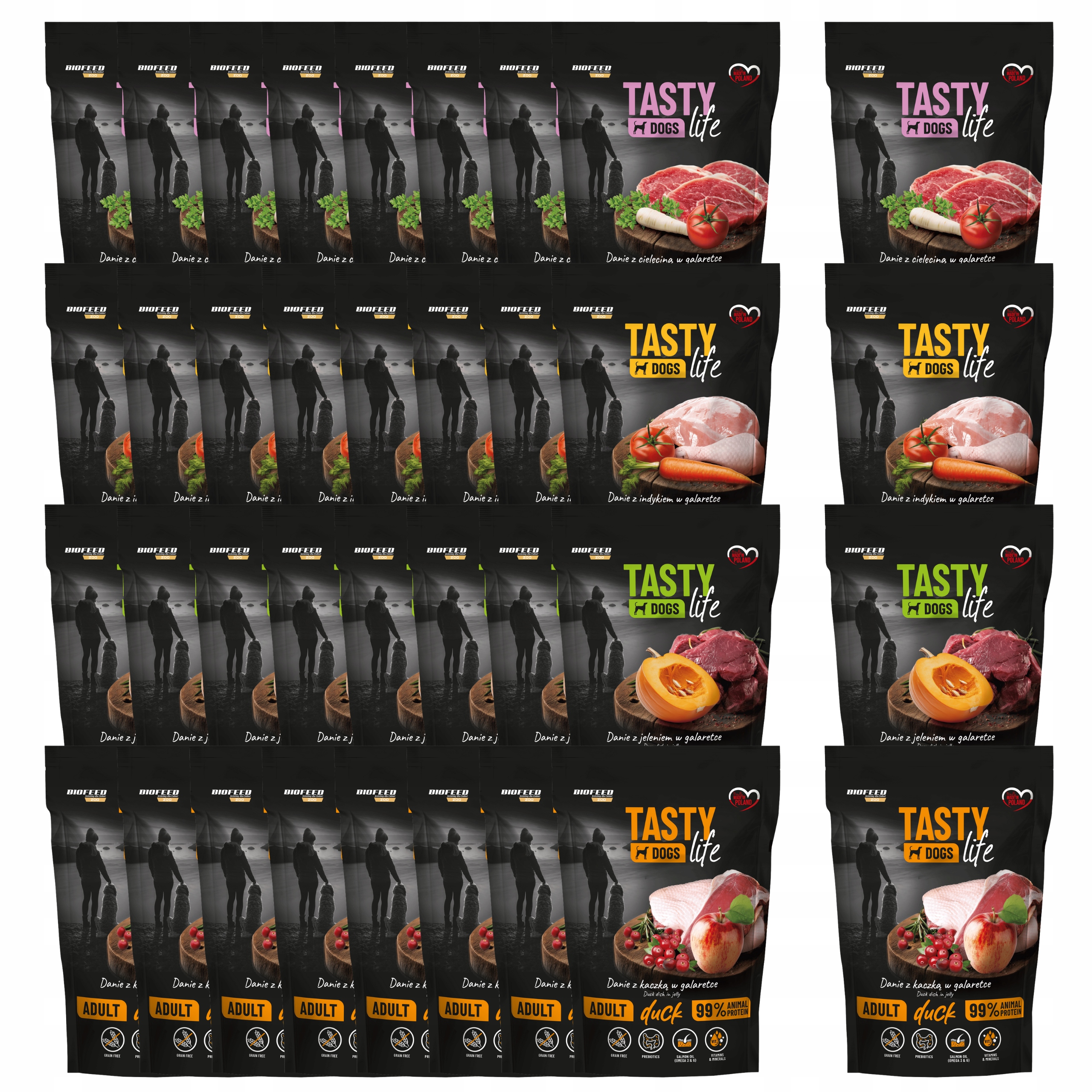 Levně Euphoria Tasty Life krmivo pro psy jídlo želé mix chutí 36 x 150 g