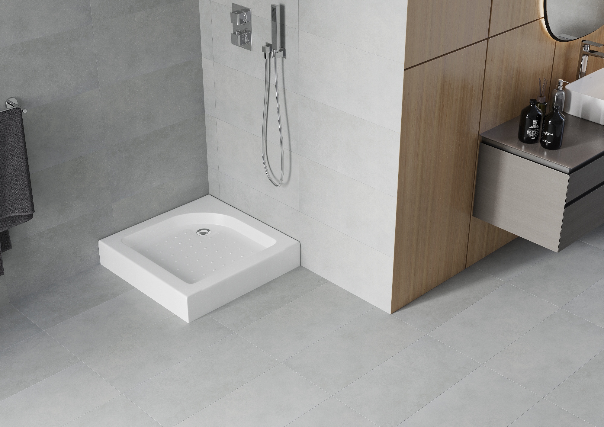 MEXEN RIO BRODZIK KWADRATOWY 70 x 70 cm NOGI SYFON Szerokość 70 cm