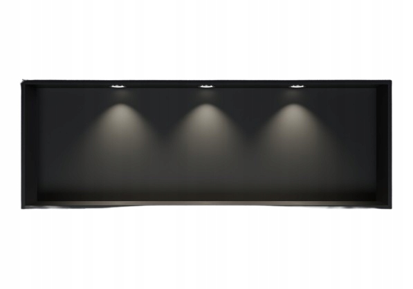 Półka wnękowa 90x30 nierdzewna czarna 3x Led oprawka chrom