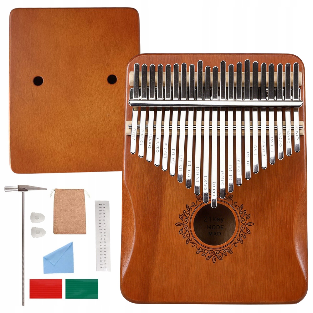 Fortepian Kalimba 21 Klawiszy Drewniana Marimba Palcowa Kwiatowy Wzór