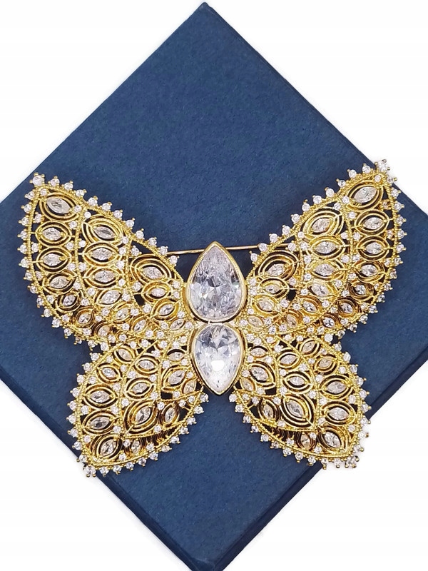 Luxusní Brož Přívěsek Motýl Nádherný Zlatý 14K Gp Krabička Jako Dárek