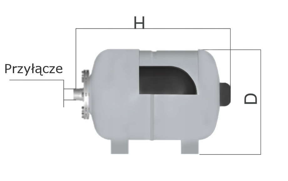 Hydrofor zbiornik 100l hydroforowy przeponowy INOX Wysokość produktu 46 cm