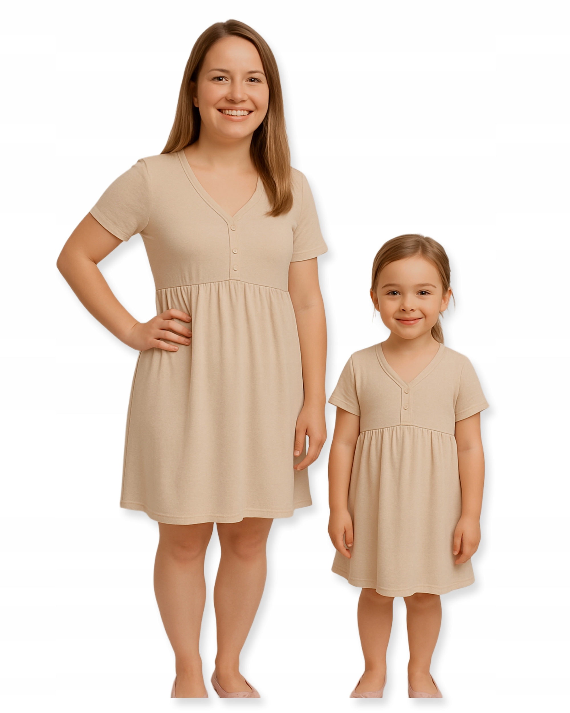 Sada Košile Noční pro maminku a dceru bavlna 100% vel L barva Béžová