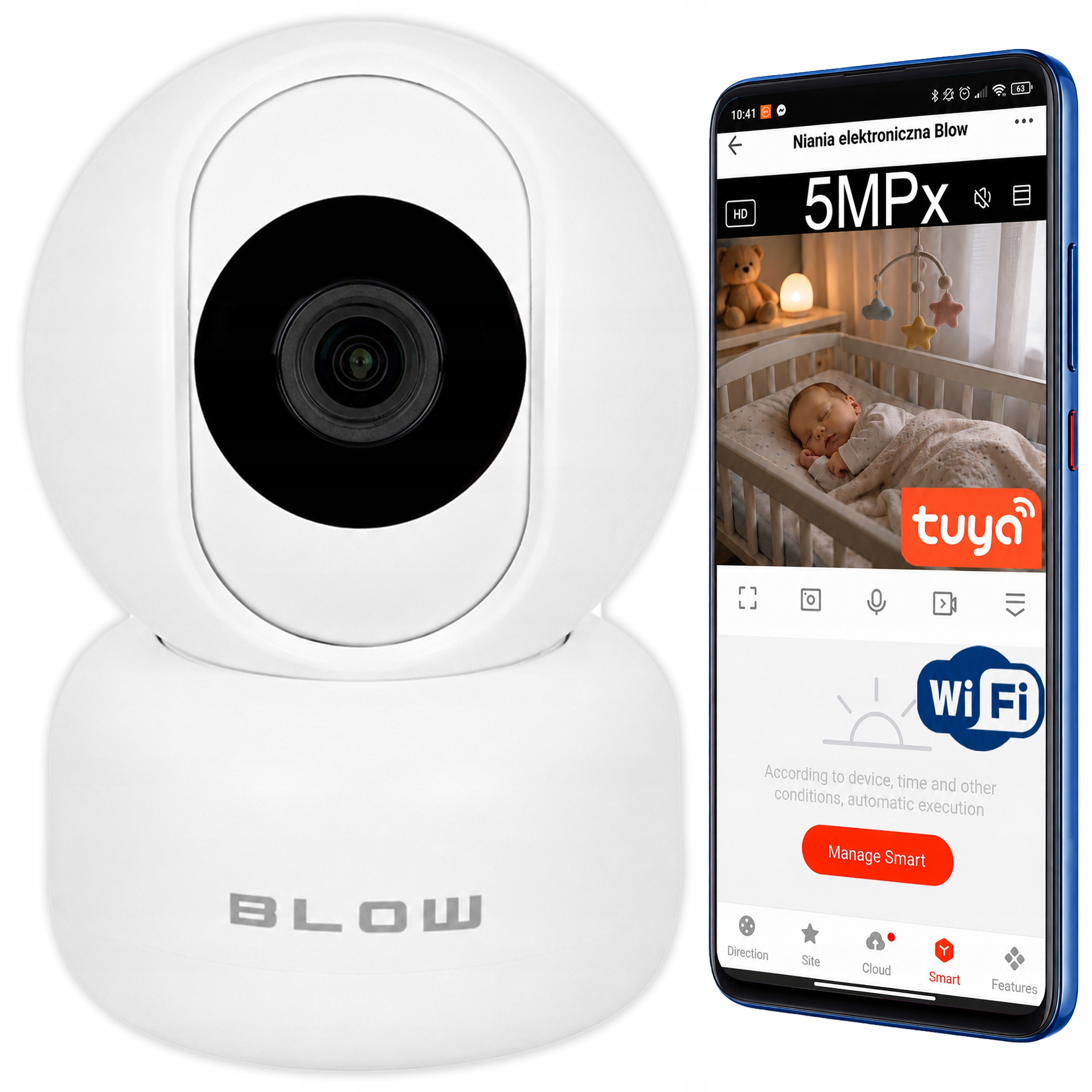 Chůvička Blow 5GHz 5MPX Otočná Detekce Noční Režim Wifi Tuya