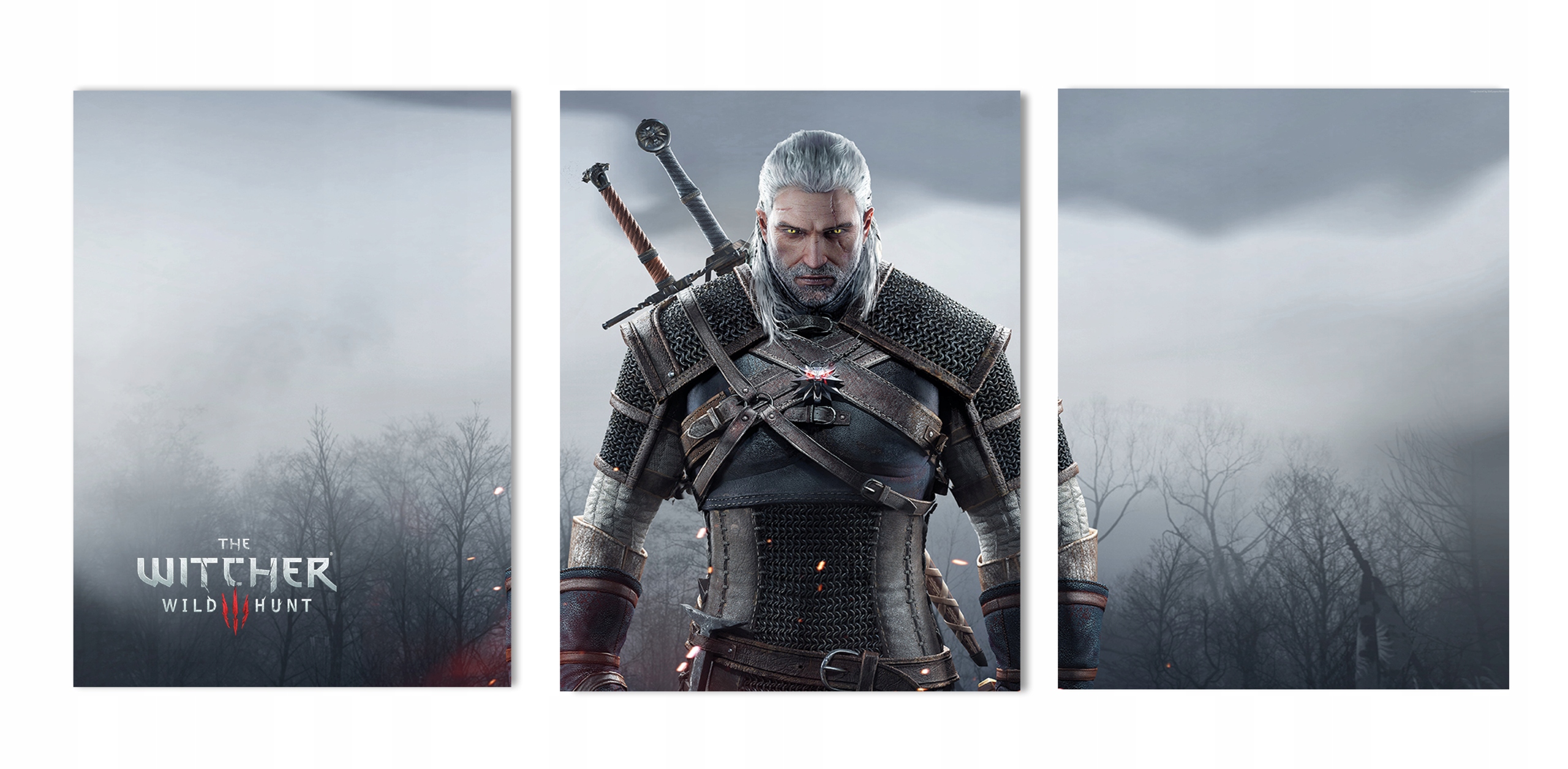 Obraz na zeď triptych 3 kusy Zaklínač 3, Geralt, The Witcher 40x90 cm