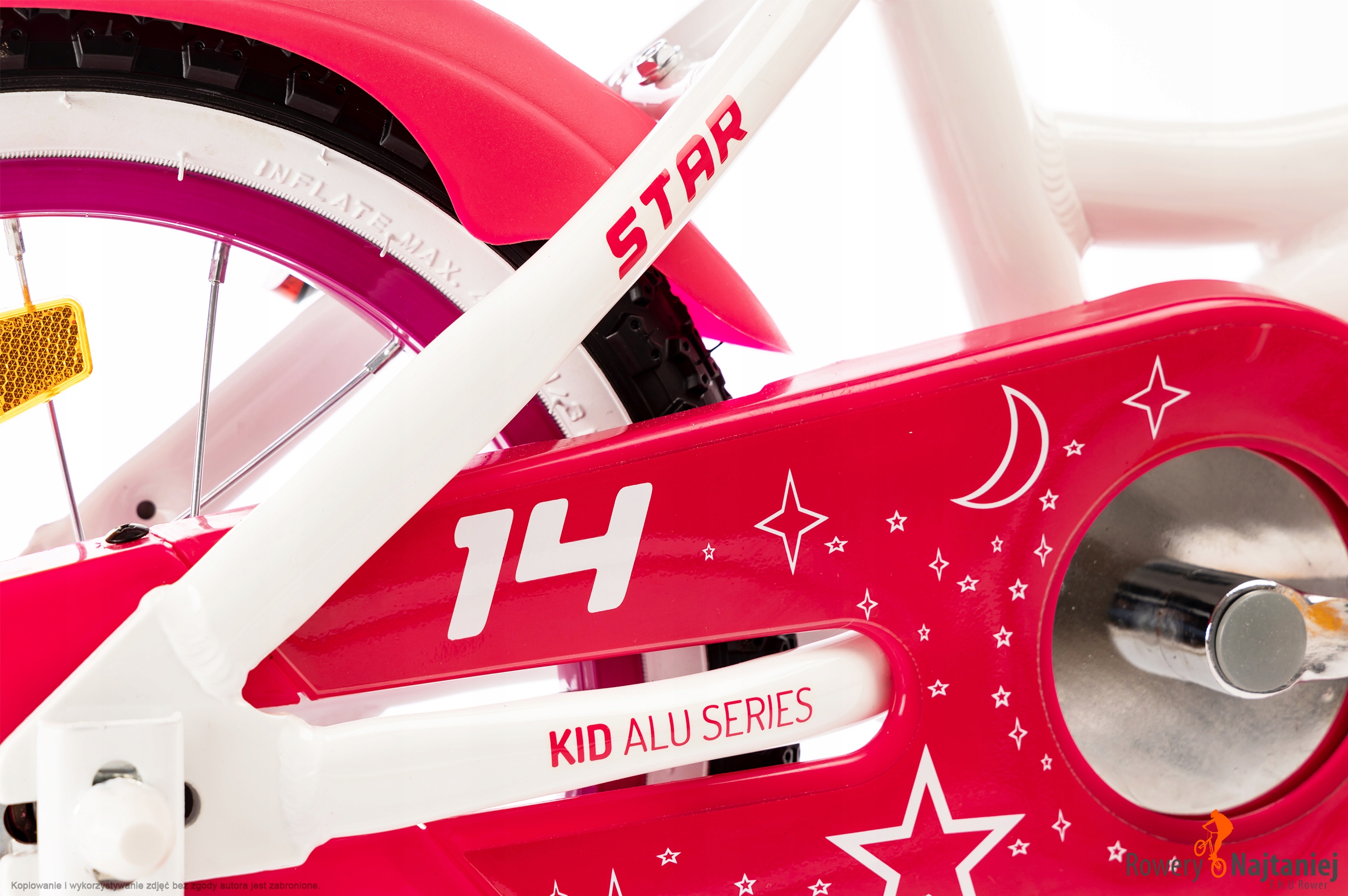 Rower dziecięcy 14 KARBON STAR biały ALU R23 Model STAR