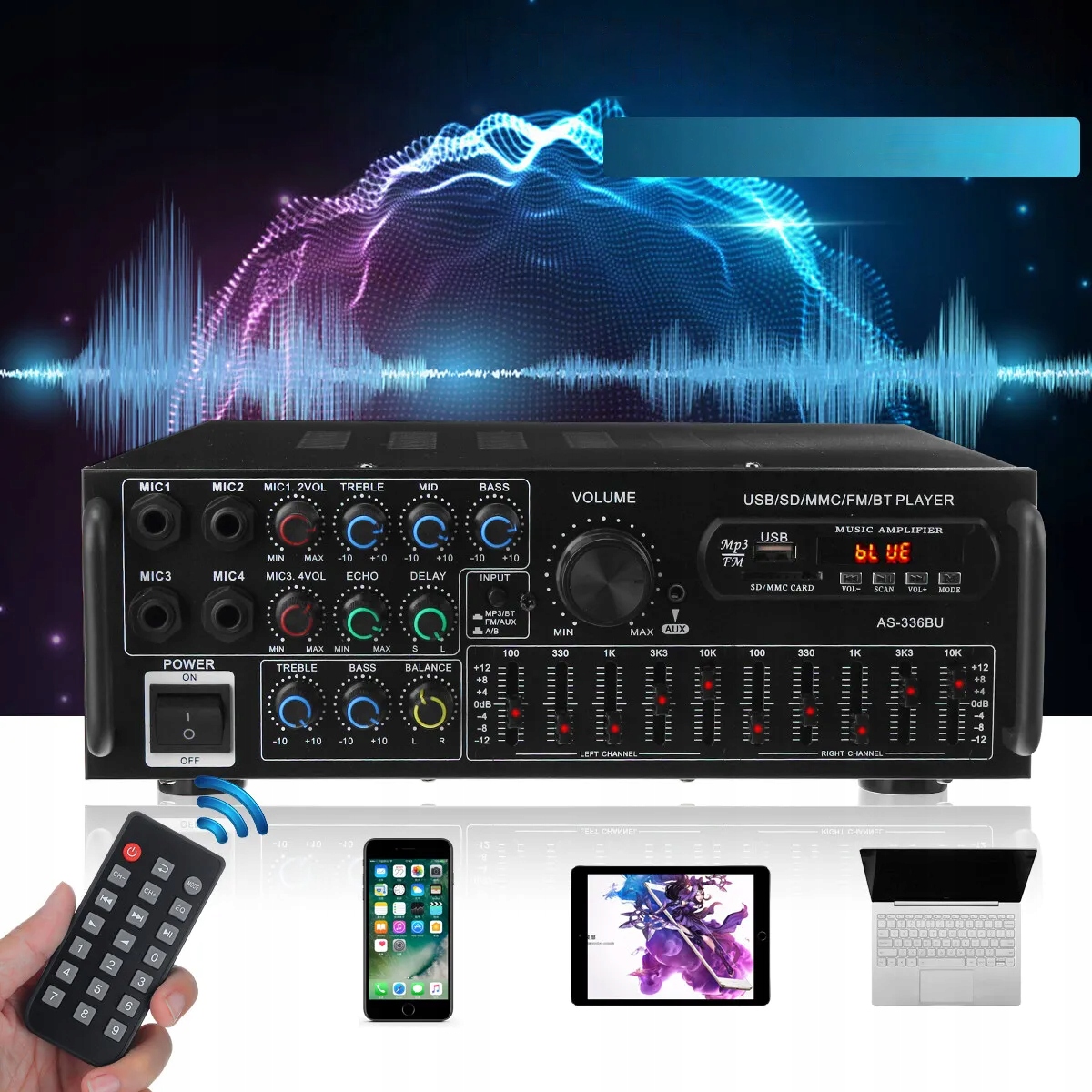 Digitální Stereo Zesilovač Bluetooth 2000 W, Vysoký Zesilovač S Dálkovým Ovládáním