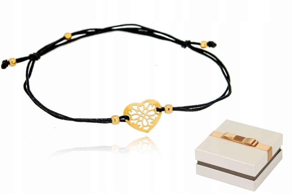 Zlato 585 Zlatý nastavitelný náramek Srdce 14 karátů různé barvy