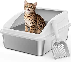 Levně Toaleta Pro Kočky Otevřená Z Nerezové Oceli 43 x 33 x 20 cm