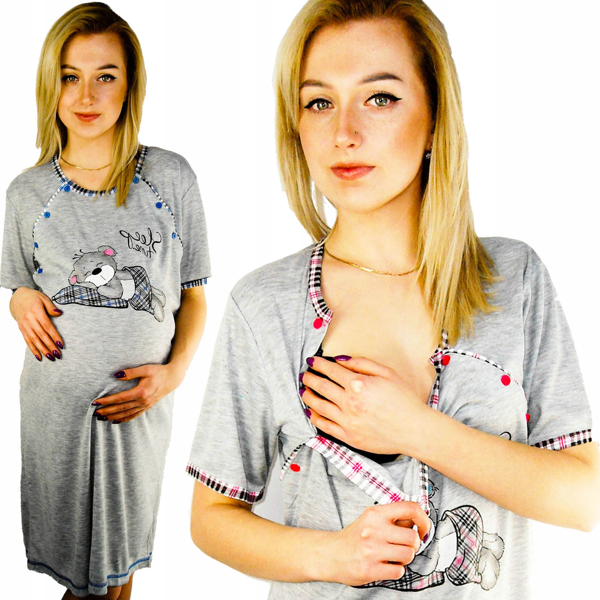 KOSZULA NOCNA ciążowa, po ciąży, DO KARMIENIA _ M