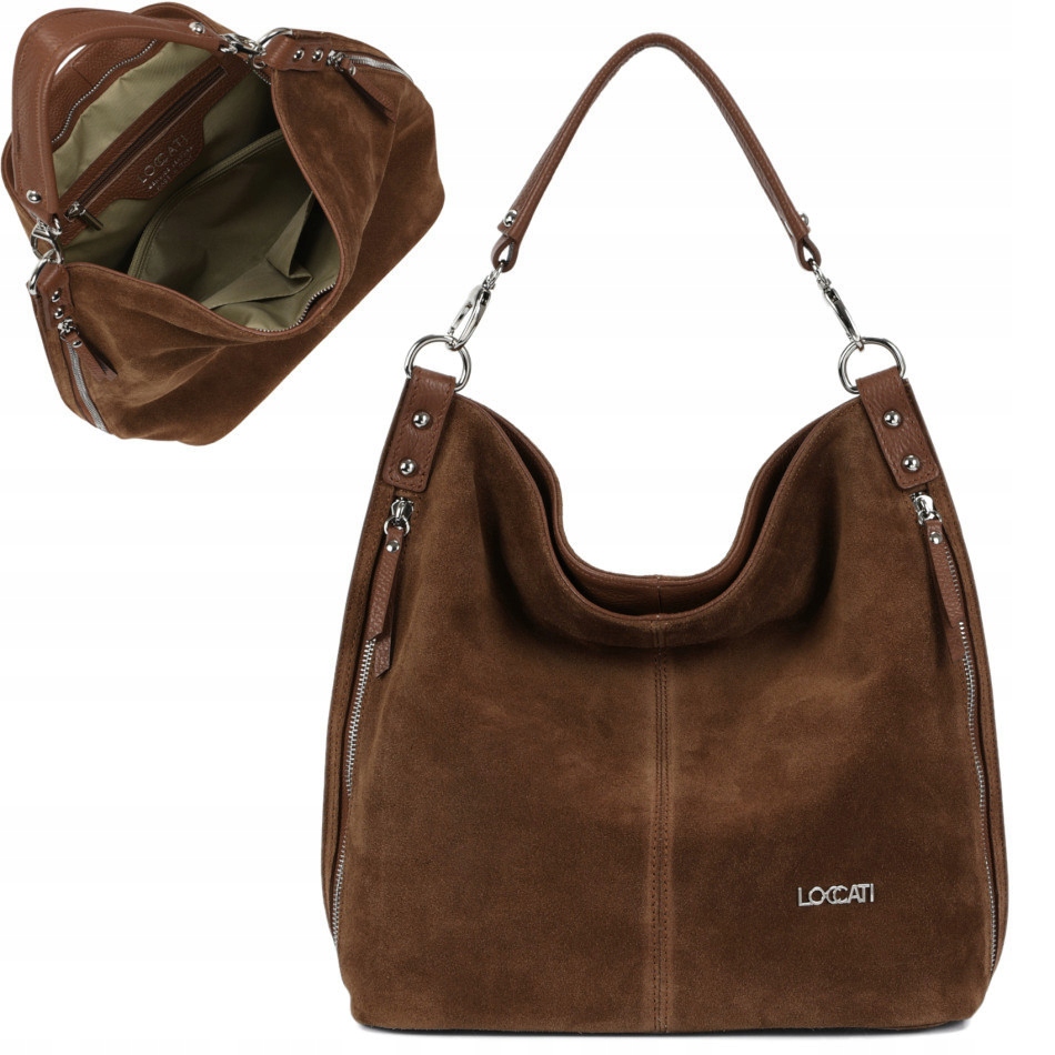 

Włoskie torebki zamszowe Loccati Torebka brązowa