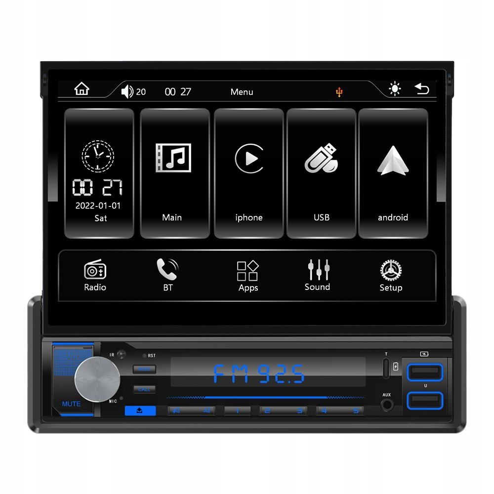 Radio samochodowe 1-DIN 2+64GB 7'' Carplay/GPS/Wifi