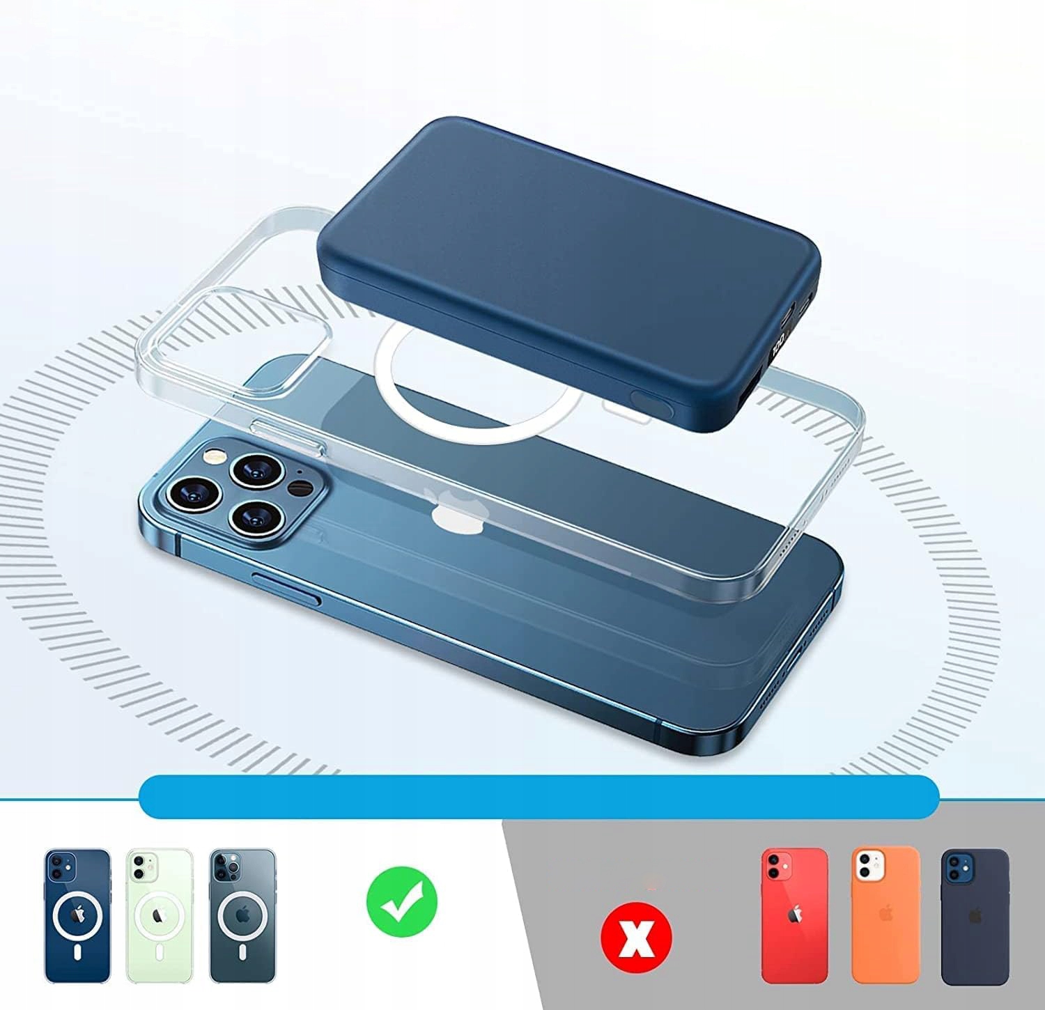 POWERBANK BEZPRZEWODOWY MAGSAFE10000MAH DLA IPHONE Typ akumulatora litowo-polimerowy