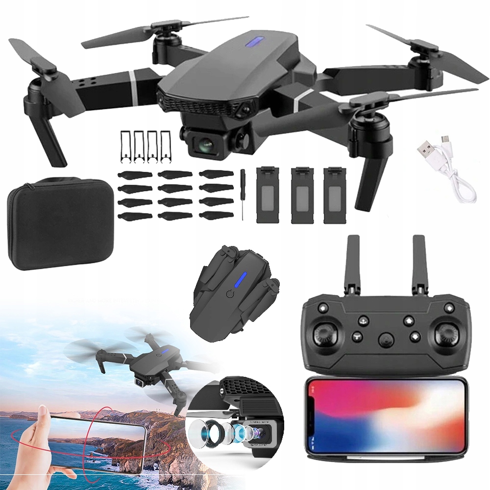 Dron Rc z Kamerą 4K HD,Quadcopter z 3 Akumulatorami,Zdjęcie/Wideo Gestu