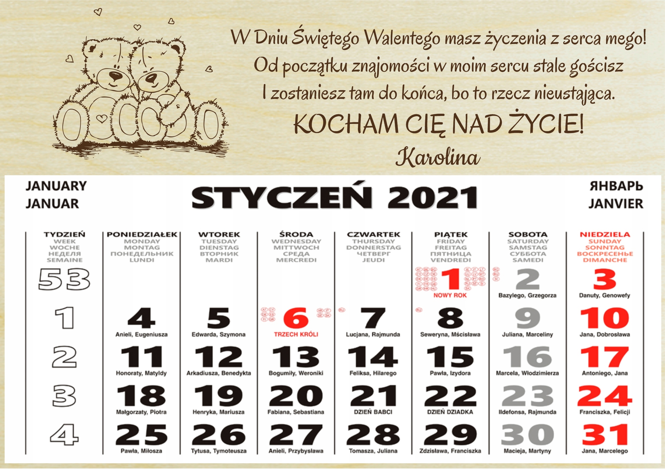 

Kalendarz Z Imieniem Prezent Na Walentynki