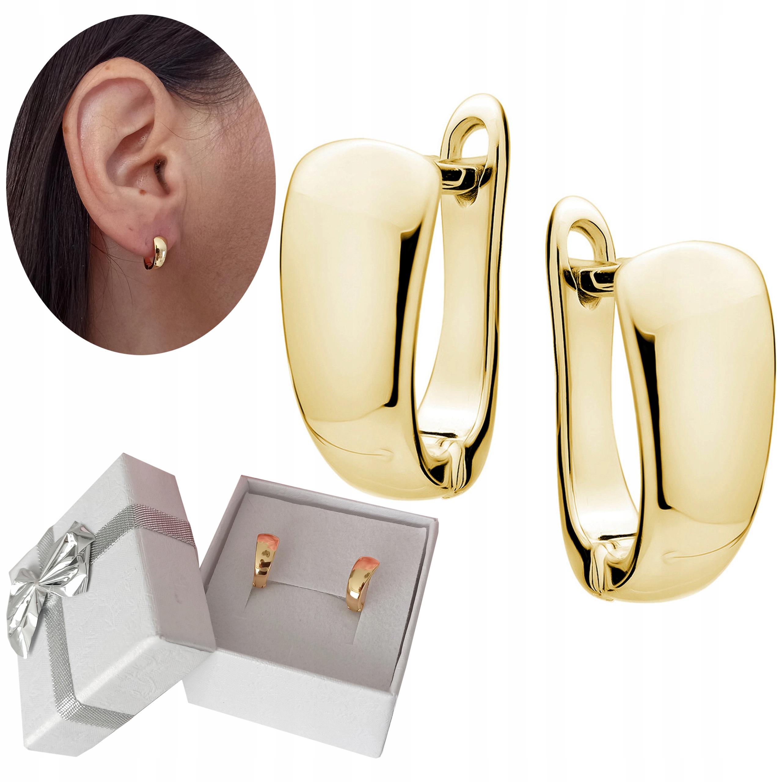 Kolczyki damskie Przecinki na angielskim zapięciu pozłacane 925