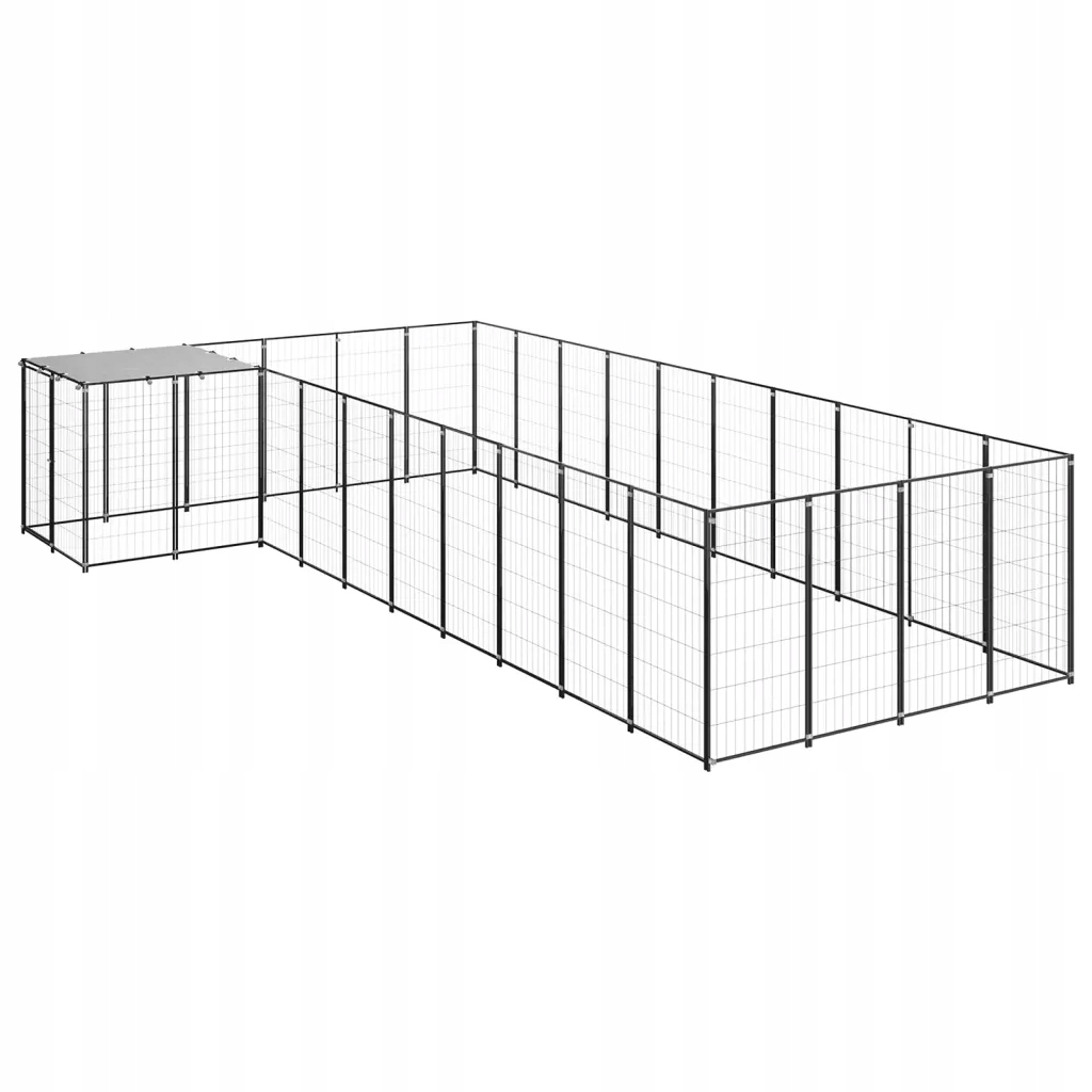 Levně Kotec pro psa, černá, 13,31 m², ocelová