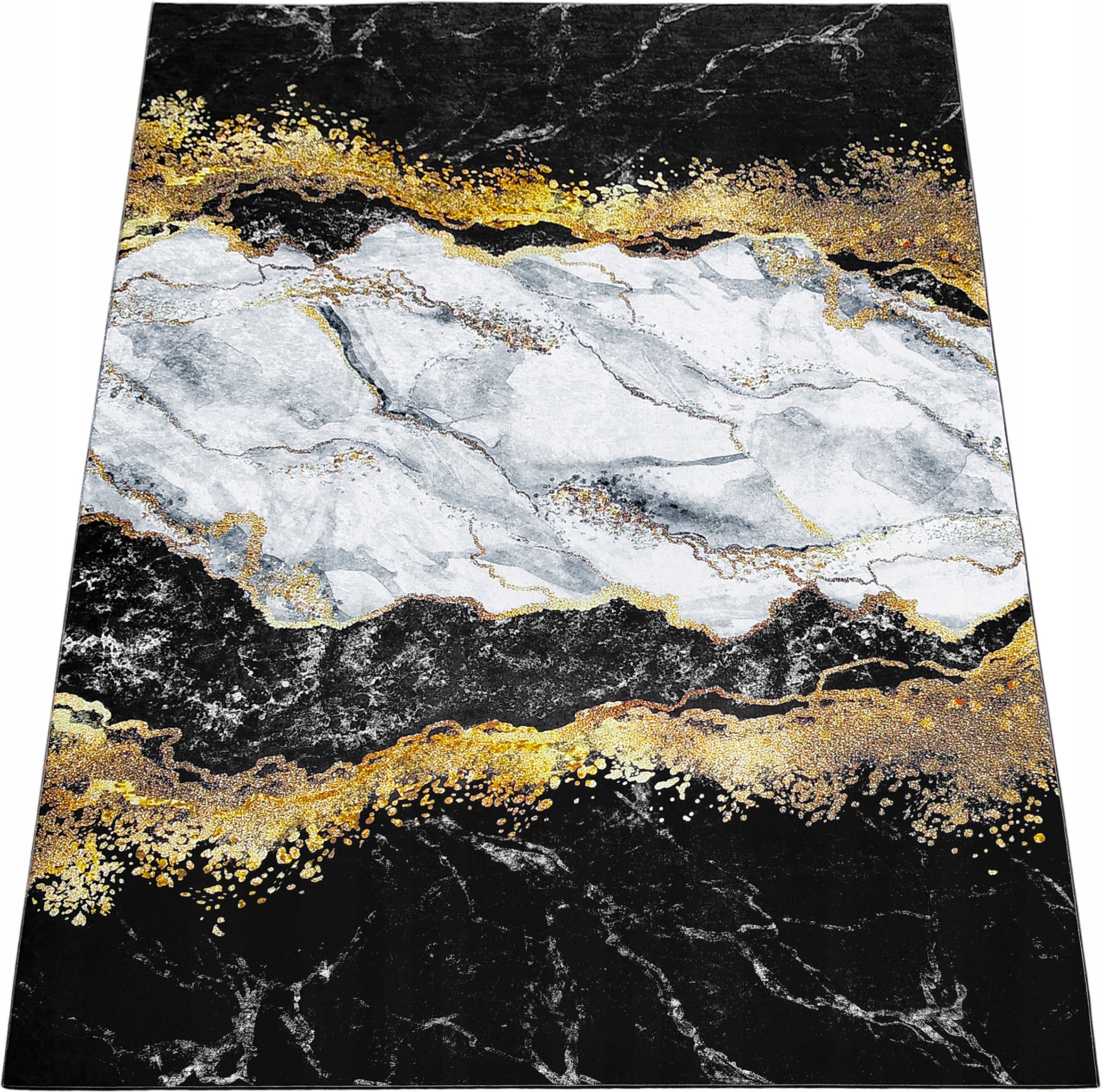 Koberec 100x150 Protiskluzový Mramor Černý Loft Moderní Módní Do Pokoje