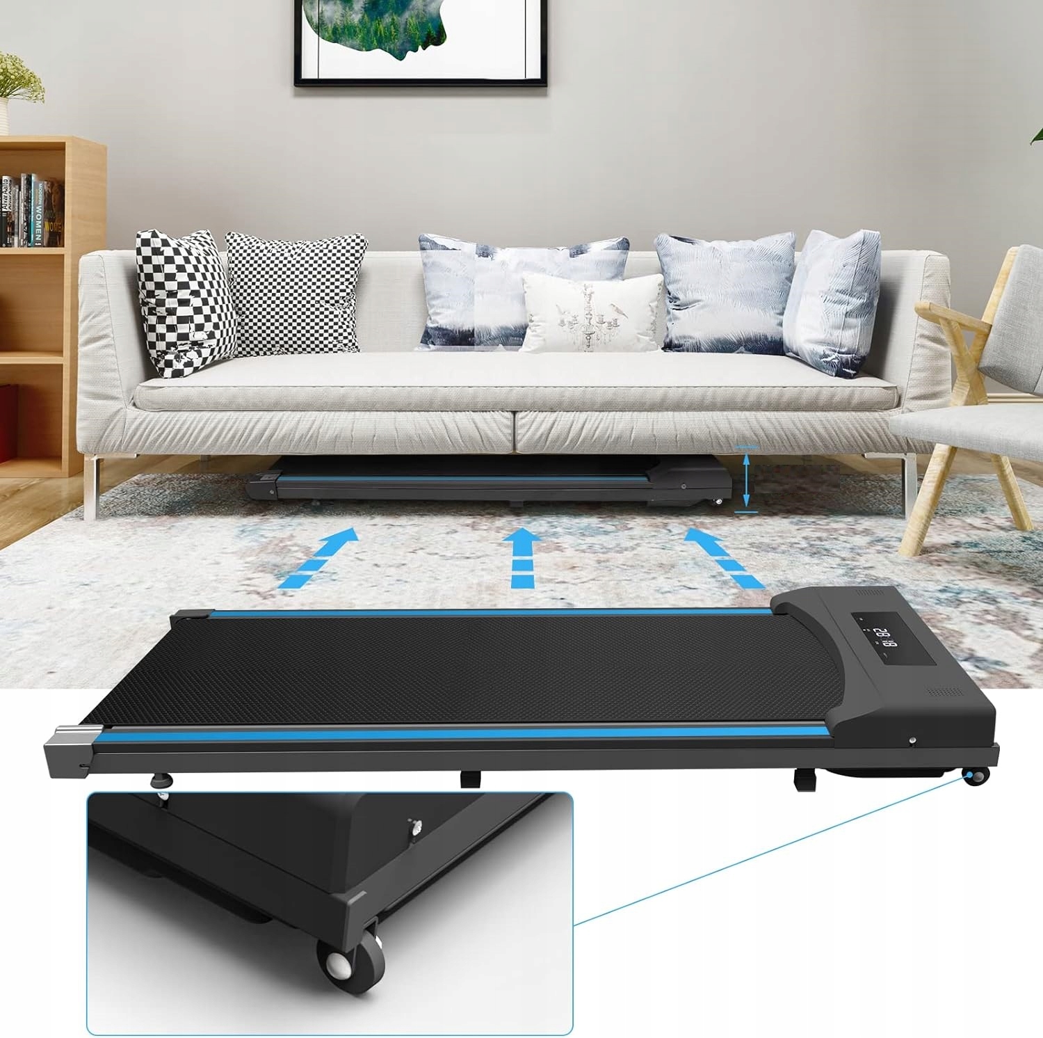 Bieżnia elektryczna 1-8 km/h 550W wyświetlacz LCD Pilot 110 kg MAX Tvdugim Marka inna