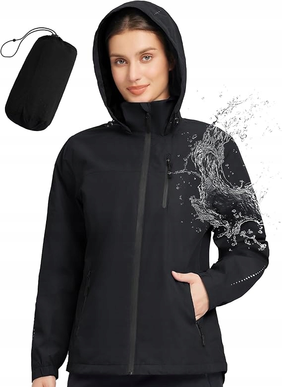 Damska kurtka trekkingowa wodoszczelna 8000 Rozmiar XXL Czarna